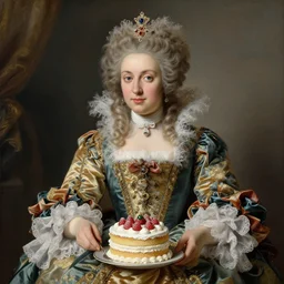 baroque rococo painting The Queen of Cake portrait Greg Hildebrandt Lisa Frank high detail