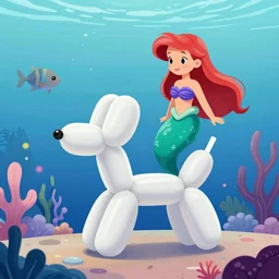 balloon animals, under the sea, little mermaid magical kingdom, digital art
