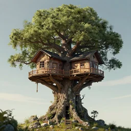 treehouse built on yggdrasil, neofuturism, digital painting, detailed, highly detailed, smooth, sharp focus, 3 d rendering, octane, unreal engine, digital, maya, award winning, trending on artstation