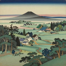 A beautiful landscape painting of the future by Rie Kono and Sota Koike and Utagawa Sadafusa