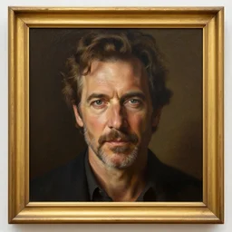 portrait of Ricardo Fort, by Justin Gerard and richar corben gold framing,epic composition, , 80mm ,
