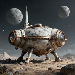 photo of a dieselpunk moonbase