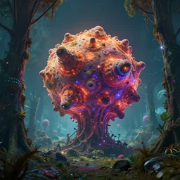 alien forest landscape, mandelbulb, vibrant, sci - fi concept art, in the style of no man's sky