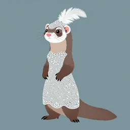 detailed flat 2 d : female ferret character : wearing diamonds : wearing a sequins dress : wearing feathers hat : wearing stiletto : head torso legs feet : horton hears a who! : artstation
