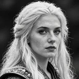 black and white - portrait of a warrior woman, english face, refined features, moon goddess, long snow - white hair by jean gerome, edward hopper and jenny saville and james jean, hyper detail, 8 k, high resolution, ultra detailed