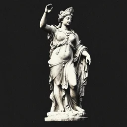 an ancient statue, editorial illustration, octane render, vray, dynamic pose, detailed, matte print, grainy light, ( ( dot shaded ) ), risograph, high contrast, screen print