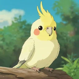 a cute cartoon cockatiel by studio ghibli