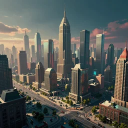 immaculate wide shot ambient occlusion of an retrofuturistic cityscape backdrop, cycles render, turbosquid, wide, isometric metropolis filmic, vaporwave, edward hopper, gotham