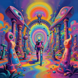 psychedelic realm laws of reality broken reveal mechanism existence, style of artgerm lisa frank bob ross wlop
