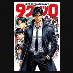professionally drawn 9 0 s seinen seinen seinen mature cyberpunk horror detective action manga comic cover, full color, beautifully drawn coherent professional, drawn by ilya kuvshinov, ilya kuvshinov, and hiromu arakawa and tsutomu nihei. japanese script on the cover. award - winning manga.
