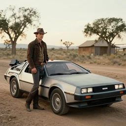 a western movie once upon a time in the west   with a delorean