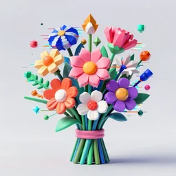 a beautiful glitched abstract geometric 3 d render by beeple and artgerm of a bouquet of flowers, color bleeding, pixel sorting, copper oxide and rust materials, brushstrokes by jeremy mann, cold top lighting, pastel purple background, beautiful lighting, trending on artstation