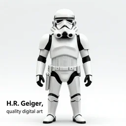 “stormtrooper inspired by H.R. Geiger, high quality digital art”