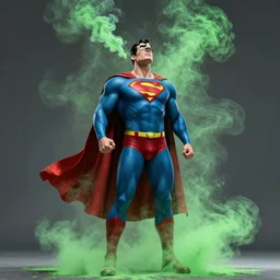 superman smoke kryptonite green dust, wlop, superman is high, superman is addicted