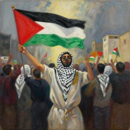 coloful dramatic painting of freedom for palestina!!!!! by eileen agar