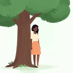 lonely african girl standing close to a tree, clean cel shaded vector art. shutterstock. behance hd by lois van baarle, artgerm, helen huang, by makoto shinkai and ilya kuvshinov, rossdraws, illustration