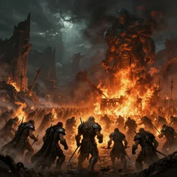 war between human and orc with a wizard burning, masses marching to war, end of the world, ominous, haunting, concept art, most popular of all time on artstation, by ted nasmith, ralph horsley