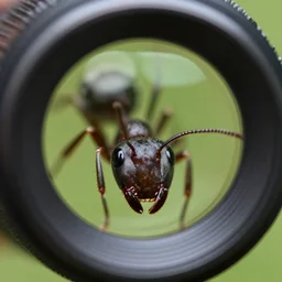 A close-up view shot of an ant's head using Laowa 25mm at 5x magnification