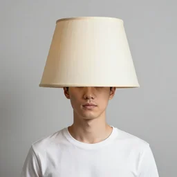 man with a head like a lampshade