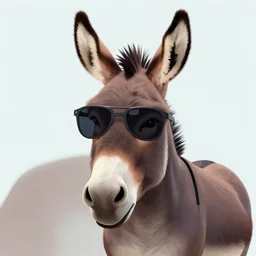 a donkey wearing cool sunglasses, illustration, realistic, artstation