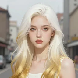 portrait of the most beautiful young girl ever, modern style, by greg rutkowski and alphonse mucha, d & d character, gradient white to gold, highly detailed portrait, in front of an urban background, digital painting, artstation, concept art, smooth, sharp focus ilustration, artstation hq