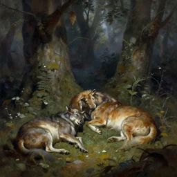 eternal friendship and rest of the animals of the forest by Frank Frazetta, 8k resolution