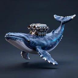 digital art of v 8 engine!! with cachalot whale body sticking from the end, cachalot whale!!, cachalot whale!!, wide angle, full - body, cyberpunk style