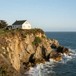 a house on a cliff by the ocean by brooke shaden
