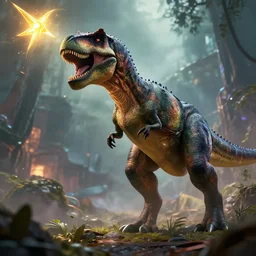 epic professional digital art of ☄️🦖😵,best on artstation, cgsociety, wlop, Behance, pixiv, astonishing, impressive, outstanding, epic, cinematic, stunning, gorgeous, much detail, much wow.