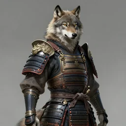 a anthropomorphic wolf warrior, wearing samourai armor, diffuse lighting, fantasy, intricate, elegant, highly detailed, lifelike, photorealistic, digital painting, artstation, illustration, concept art, smooth, sharp focus, naturalism, trending on byron's - muse and national - geographic, by greg rutkowski and greg staples