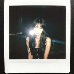 strange daemon - girl in the sewers, 1 9 1 0 polaroid photography with flash, photorealistic, flash light, dramatic light, volumetric light, mist
