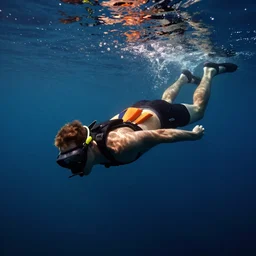 man underwater floating, vivid colors, sharp focus, digital art, Unreal Engine, Dramatic Lighting by Brom, trending on Artstation