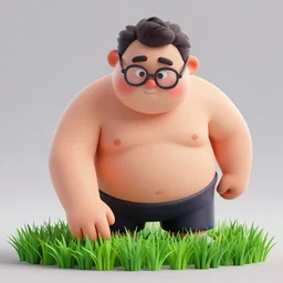 fat guy with glasses touching grass 3 d render trending on artstation highly detailed intricate