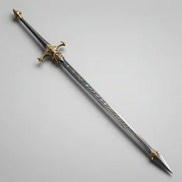 Long, thin magic halberd with arcane clockwork inside the shaft, fantasy
