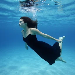 underwater photography of beautiful model in flat dress by emmanuel lubezki