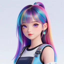 poster woman with futuristic streetwear and hairstyle, colourful, model face, cute face, pretty face, 3/4 portrait, Galaxy eyes, beautiful, elegant, Anime by Kuvshinov Ilya, Cushart Krentz and Gilleard James, 4k, HDR, Trending on artstation, Behance, Pinterest, award winning