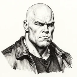 micron black ink drawing of a bald conan o'brien - n 9
