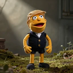 trump muppet, realistic vintage photograph