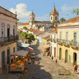 prosperous markets in salvador bahia Brazil, digital painting concept art, trending on art station
