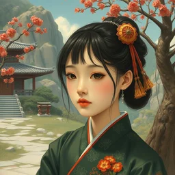 a portrait girl of a character in a scenic environment by hsiao - ron cheng, chie yoshii