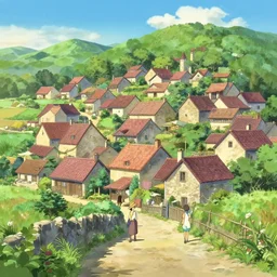 Beautiful anime typical provencal village, by Makoto Shinkai