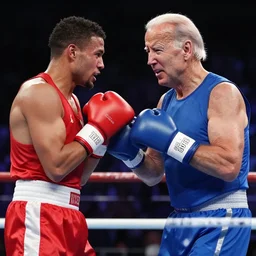 joe biden participating in a boxing match