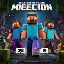 poster for a ive action minecraft horror movie, high quality, detailed
