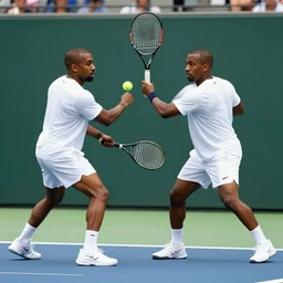 kanye west playing tennis against a clone of himself
