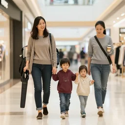 cousin it from adam's family walking in a shopping mall