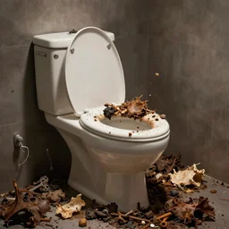 toilet absolutely decimated with human fecees