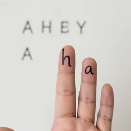 fingerspelling the English alphabet in American sign language, stock photo