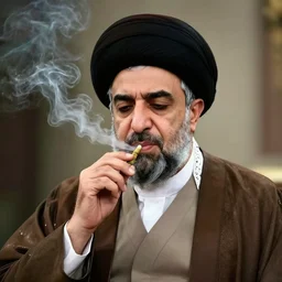 portrait of ali khamenei smoking ganja