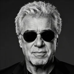 a 4 k photo of jay leno with skin is grey and eyes completely black, professional photo, volumetric lighting, unreal engine 5, very detailed photo