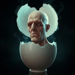 vin diesel head in an egg cup, hyper detailed, digital art, artstation, cinematic lighting, studio quality, smooth render, by peter mohrbacher, hajime sorayama, boris vallejo, craig mullins